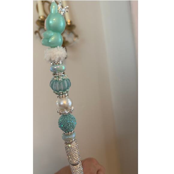 Teal Labubu Inspired Handmade Beaded Pen – Sustainable Charm | Unique Gift - Picture 4 of 4